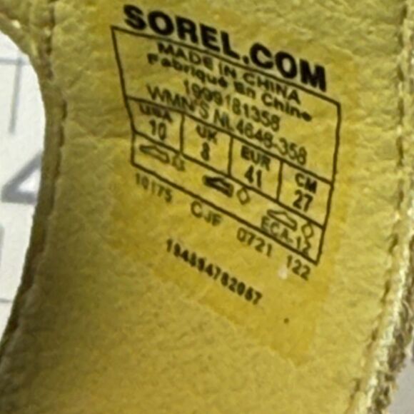 SOREL® | CAMERON™ WEDGE SANDAL | OLIVE/BLK/OFF-WHT | SUEDE | XLNT | - Picture 15 of 16